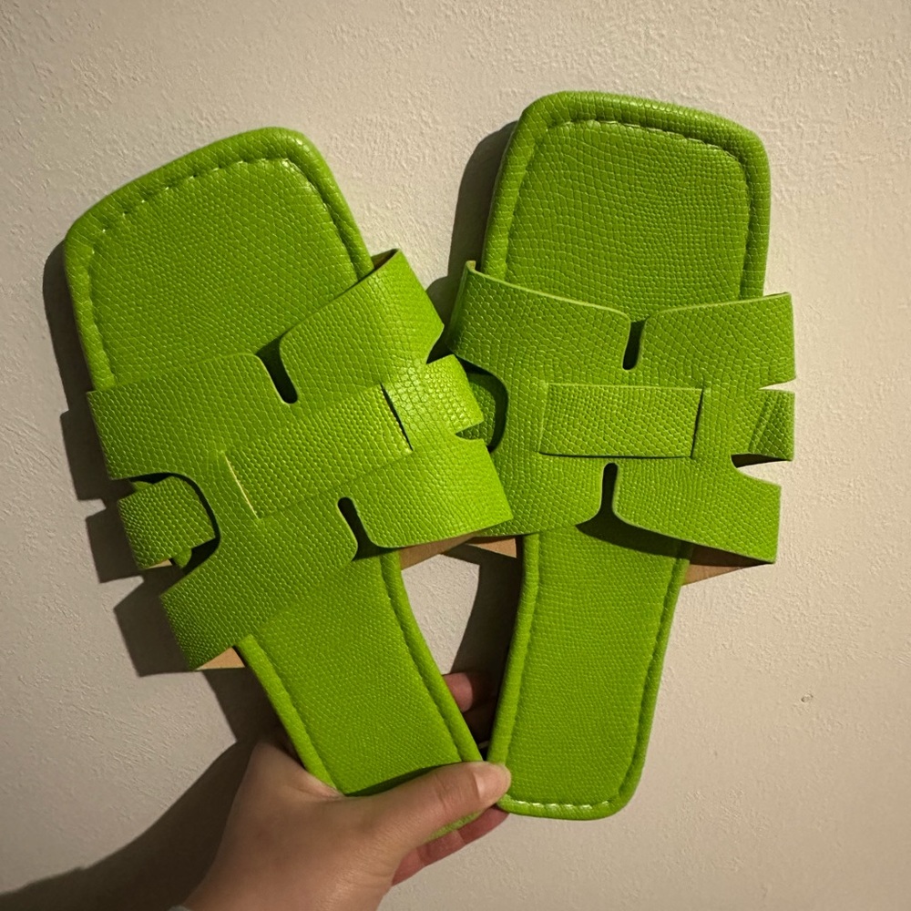 Vibrant Green Slide Sandals
